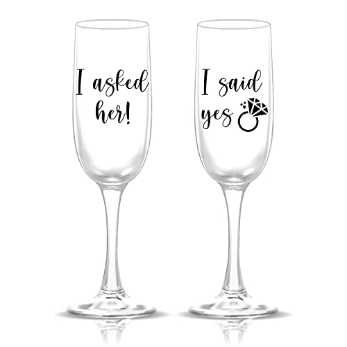 Crazy Paisley Designs - He Asked and She Said Yes Engagement Champagne Flutes