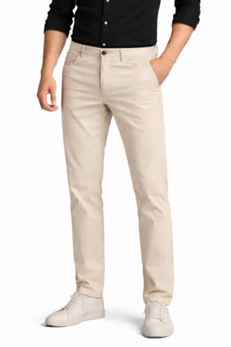 Image of Louis Philippe Men's Slim Fit 5 Pocket Made of Stretch Fabric Solid Casual Trouser