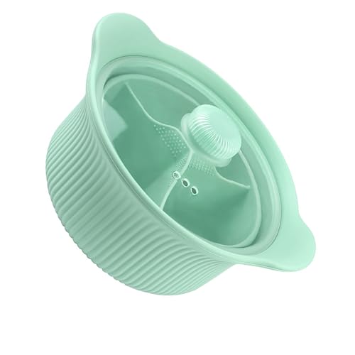 jojnsha Vaporizador de silicona con 3 compartimentos para microondas, antiadherente, con asa y tapa