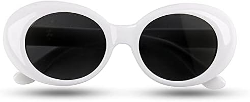 Kurt Cobain Vintage Shades Sunglasses Nirvana Thick Alien Oval Frame Glasses Outdoor Sports Eyewear (White)