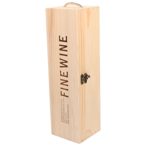 ノーブランド品 木製ワインボックス 携帯用繊細収納ケース 持ち運び便利なハンドル付き 赤ワイン用包装箱 自然の風合いを生かしたレトロデザイン