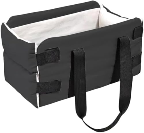 Dlwk ソフトドッグカーシート、18ポンド未満の子犬猫の取り外し可能なクッションとセーフティフック付きコンソールカーシート、ポータブルトラベルペットバッグ