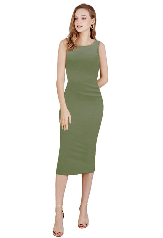Toochki Dress For Women | Lycra Dresses | One Piece Dress | Midi Dress Dress For Women | Olive Green Bodycon Dress For Women | Casual Wear Dress