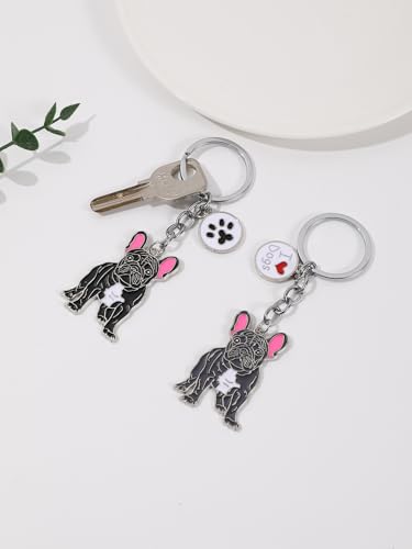BT Bear Schlüsselanhänger, Hundemarke, niedlicher Metall-Schlüsselanhänger, Taschenanhänger, Französische Bulldogge, Schwarz, 10