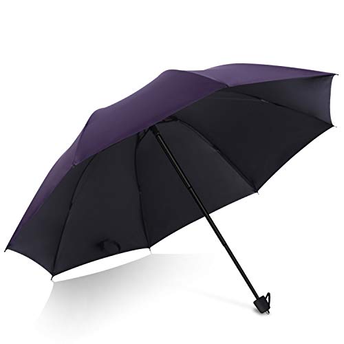Preisvergleich Produktbild DORRISO Faltbar Regenschirm Leicht Kompakt Stabiler Taschenschirm Frauen Männer Sonnenschirm Regenschutz Sonnencreme Windsicher Dauerhafte Unisex Taschenschirm Lila