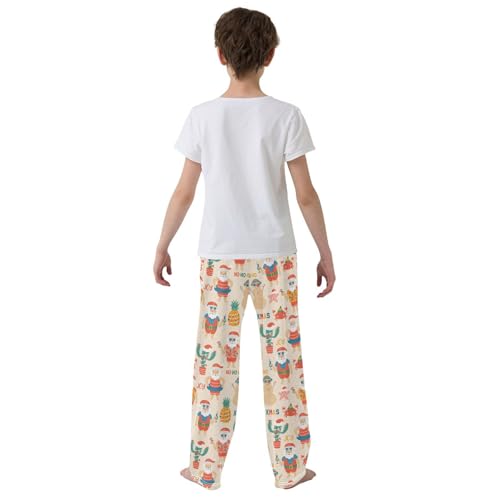 Santa Claus on Sea Beach Boys Long Pants Soft Trousers Elastic Waist Kids Lounge Bottoms with Pockets S-XL3