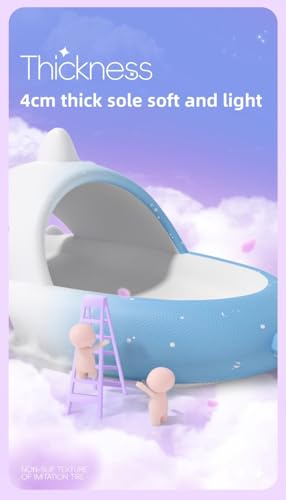 Cute Shark Slippers Gradation Ice Cream 4CM Cushioned Thick Soft Sole Summer Shark Slides for Women and Men EVA Anti-Slip Casual Slide Sandals4