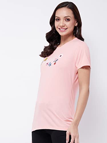 Image of Modeve Women Printed Cotton Blend Half Sleeve Round Neck T-Shirt for Summer