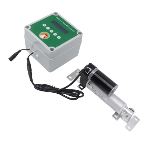 Stylebest Kit de Abridor Automático de Puerta de Gallinero, Motor Eléctrico de Puerta de Gallinero con Control Remoto y Ajuste de Temporizador, para Puerta de Animales de Gallinero, (Enchufe Europeo)