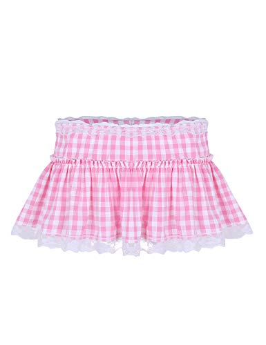 Womens Pleated Plaid Short A-line Mini Skirt Adult Ruffled Sissy Crossdresser Micro Skirt4