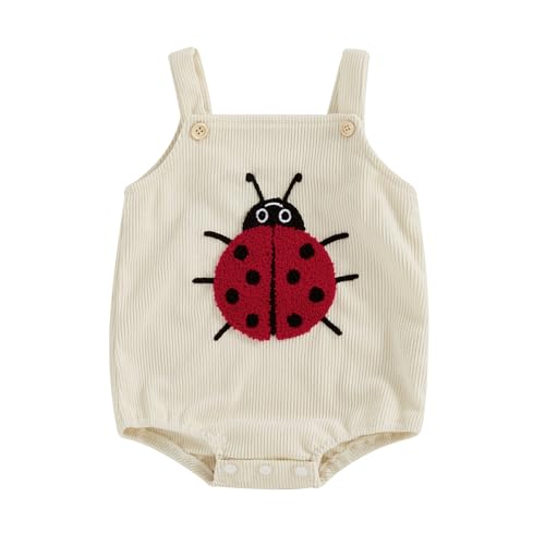 Image of Lesimsam Newborn Baby Boy Girl Clothes Embroidered Corduroy Overall Bubble Romper Sleeveless One-Piece Suspender Jumpsuit
