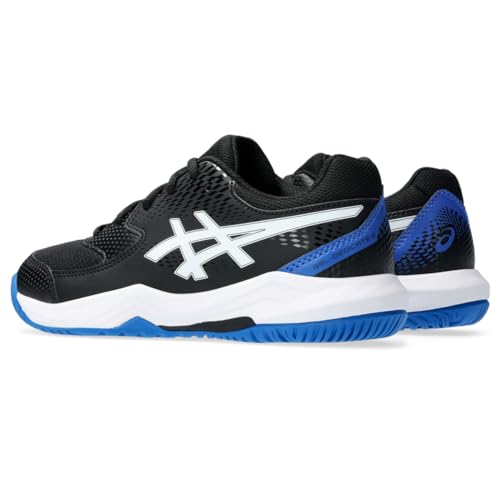 This is a picture of a product for sale called ASICS Kids Gel-Dedicate 8 Grade School Tennis Shoe,  6,  Black - Tuna Blue