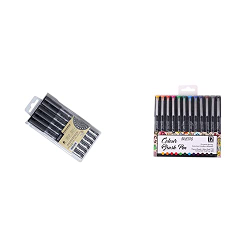 Image of BRUSTRO Technical Pen (Pack of 6) Colour Brush Pens Set of 12