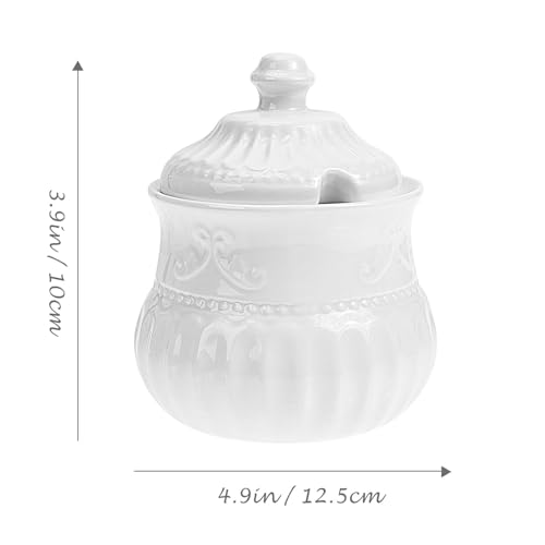 Tarro de cerámica blanco para café y azúcar con base estable 3