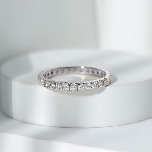 Certified Moissanite Full Eternity Ring, D-VS1 Quality, Diamond Moissanite Wedding Anniversary Ring - With Jewelry Box3