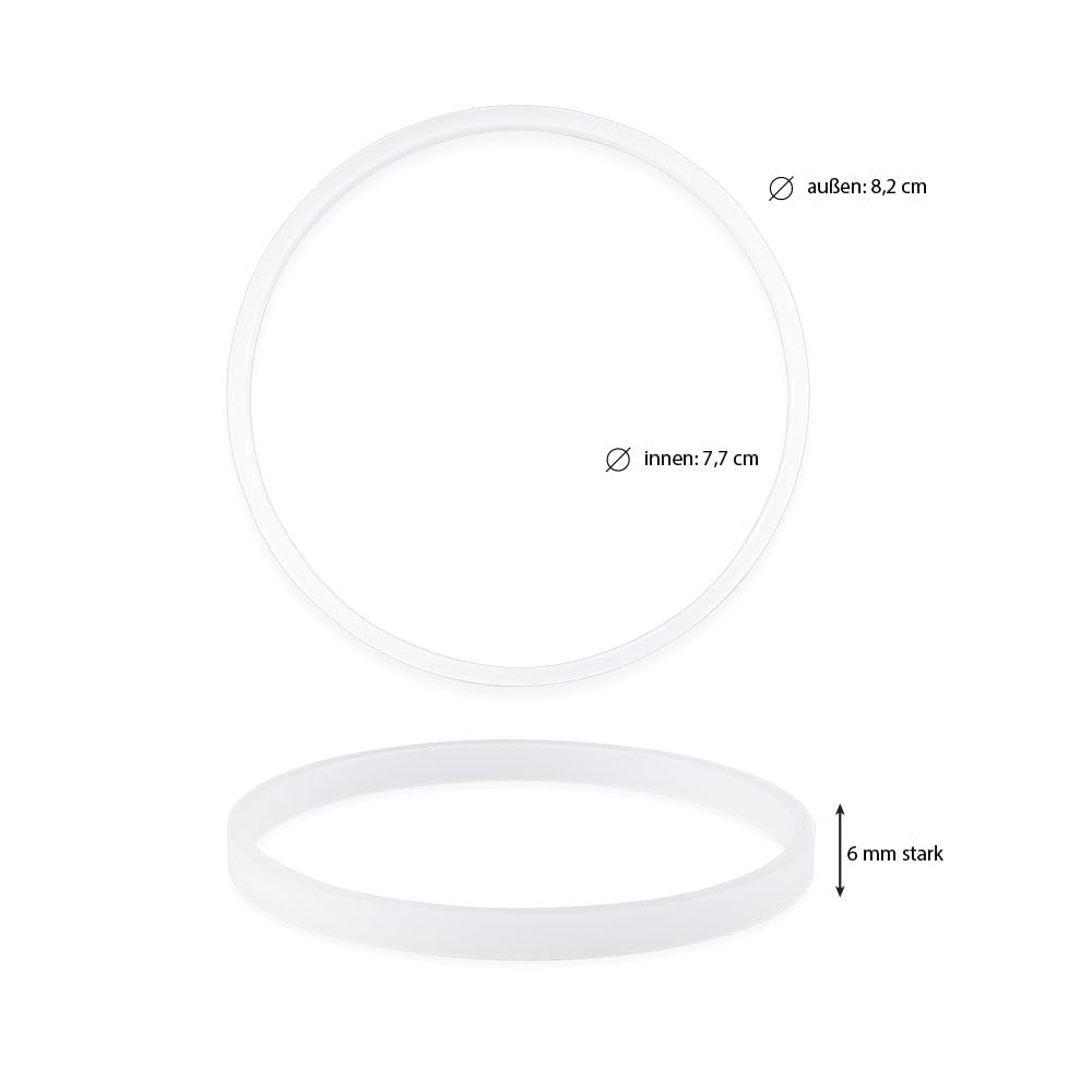 Ideen mit Herz Anelli in plastica | bianco | Anelli per acchiappasogni | Macramè | Gemme da decorare ulteriormente | Ø interno 7,7 cm, Ø esterno 8,2 cm, 6 mm di spessore | 10 pezzi