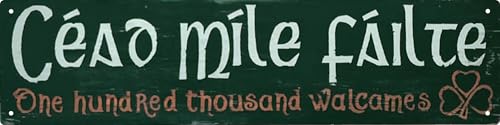 Céad Míle Fáilte Irish Welcome Sign Wall Decor For Living Room Bedroom Dining Garden Bar Cafe Classic Home Accent & Travel Souvenir for House warming & Irish Culture Enthusiasts 4x16 in