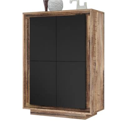 Kasalinea Argentier Moderne Noir Couleur Bois Skyline-L 106 x P 50 x H 146 cm- Noir