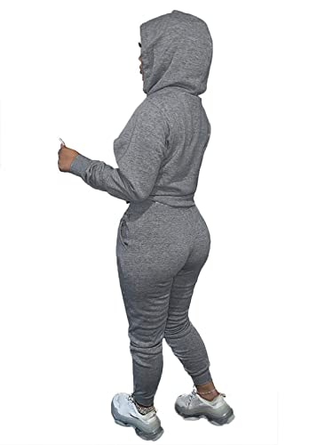 Kansoon 2 Piece Outfits For Women Pants Sets Solid Color Long Sleeve Sweatshirt And Elastic Waist Joggers Track Suits Dark Grey L #TOP3