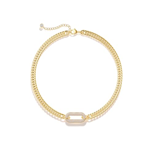Moodear Gold Necklace for Women Non Tarnish – Chunky Cuban Link Necklace Choker Necklace for Women...