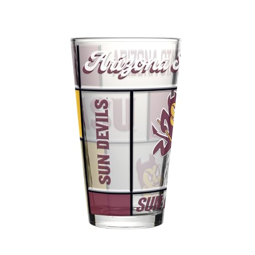 Image of Logo Brands NCAA oz Stained Glass Pint Glass - 3D Embossed Logo & Bold Team Colors - Durable Sports Fan Beer Glass for Home, Bar & Tailgates