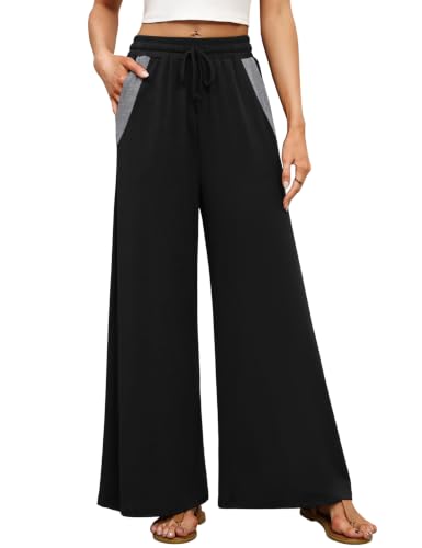 Marvmys Women's Wide Leg Pants Cotton Palazzo Flowy Pajama Pants Trousers - image 1