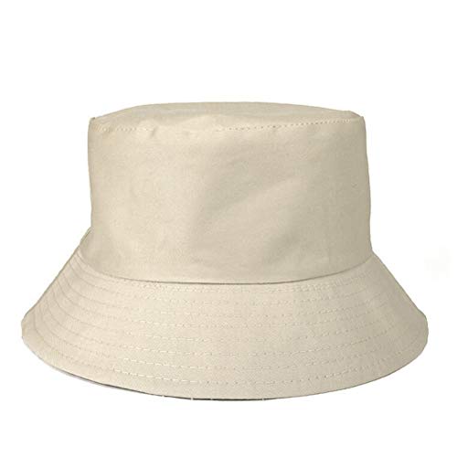 MUCHEN SHOP Sombrero de Pescador,Cappello da Pesca en Cotton & Polyester Fabric Sombrero de Sol Sombrero de Cubo para Niño Niña Unisex Camping Senderismo Pesca Caza 52-54cm Beige