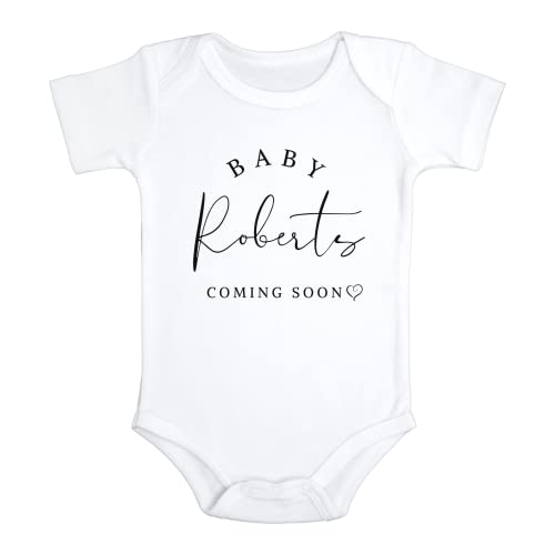 Big Newsies Custom Pregnancy Announcement Gift Baby Bodysuit | Personalized Name & Date | White, 0-3 Months