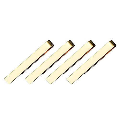 4PCS Tie Clips Mens Tie Clip Necktie Clip Simple Metal Clasp Clothes Pegs for Men Tie(gold)