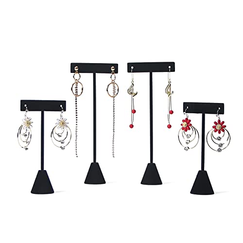 Justsoso 4Pcs Hanging Velvet Earring Holder for selling T Shape Earring Display Stand for Home Bedroom hoop earring jewelry organizer storage rack for show (4.5