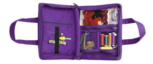 Image of Yazzii Sewing Notions Tote- Portable Sewing Accessories Organizer w Detached Sleeves -Purple
