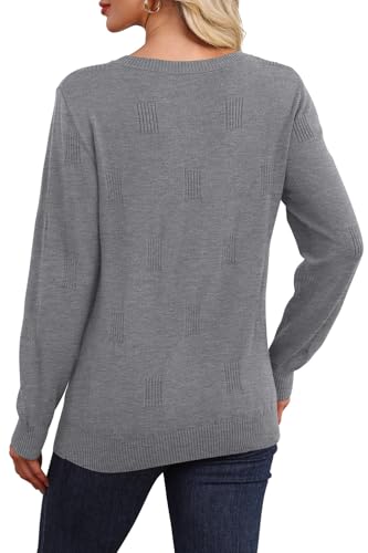 WIHOLL Sweaters for Women V Neck Long Sleeve Tops Fashion Lightweight Pullover Clothes Fall Outfits 2025