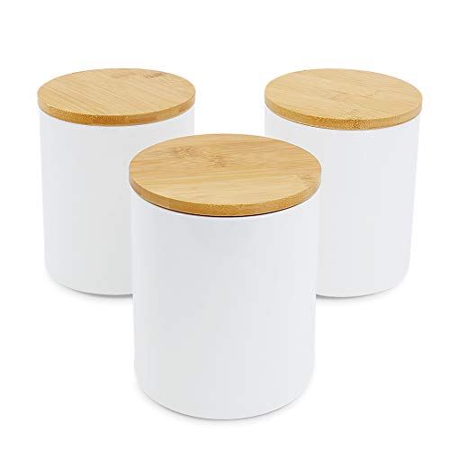 77L Food Storage Jar - Ceramic Food Storage Jar with Airtight Bamboo Lid Modern White Kitchen Food Storage Canister for Serving Coffee Spice Tea and More 3547 FL OZ 1050 ML