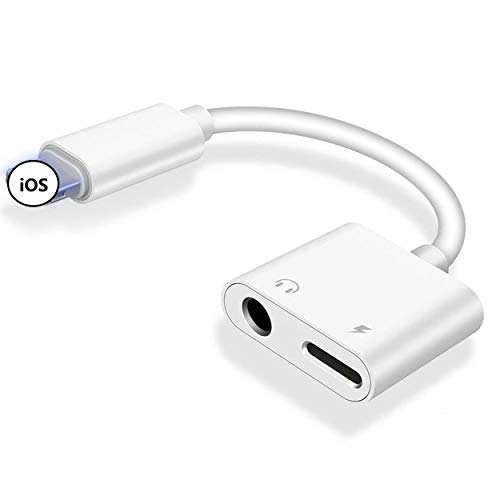 Adaptador de Auriculares para iPhone dongle Accesorios 2 en 1 Jack Splitter Adapter Cargador Cables para iPhone 7/7 Plus/8/8 Plus/X/XS/XR/10/XS/11 Compatible con Todos los Sistemas iOS