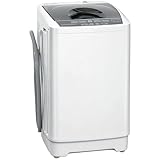 HOMCOM Portable Washing Machine, 1.3 Cu. Ft. Compact Washer with 8 Programs, 6 Water Levels, LED Display and Child Lock, 9.9 lb Full Automatic Washing Machine for Apartments, Dorms and RVs, White
