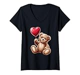 Photo Gallery donna orsacchiotto cuore amore felice san valentino maglietta con collo a v Photo Gallery donna orsacchiotto cuore amore felice san valentino maglietta con collo a v