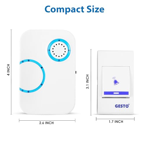 Image of Gesto Wireless Door Bell for Home - Without Wire Cordless Waterproof Door Chime With Ding Dong and 36 Melodies | 100 Feet Long Range Musical Doorbell for Home, Office, Desk,Hospitals & Hotels