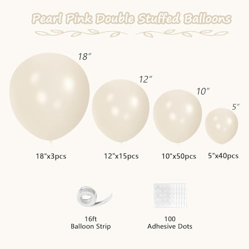 Image of 108Pcs Double Stuffed Pearl White Balloon Garland Arch Kit