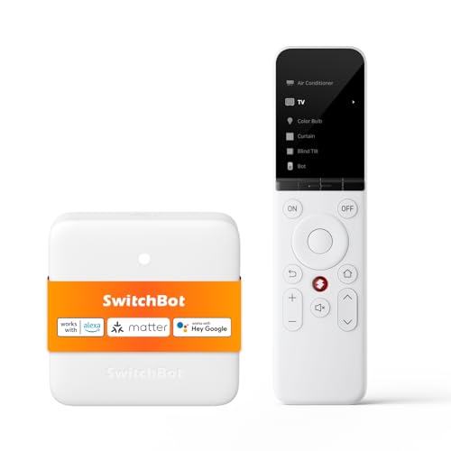 SwitchBot Universal Remote Control con Hub Mini Matter Activado, Control Remoto Inteligente Todo en uno con App Adaptable, Control de Aparatos IR/Bluetooth, Compatible con TV/AC/SwitchBots y Más