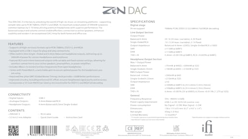 iFi Zen DAC V3 -Desktop DAC Preamp, Digital to Analog Audio Converter - Supports All high-res Music formats up to PCM 768kHz/DSD512 & MQA