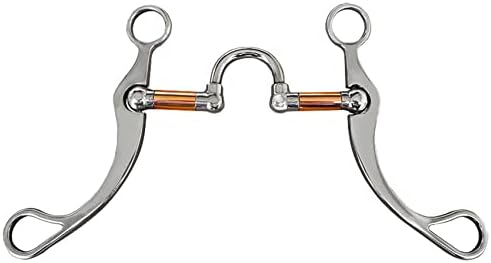 Centmehr Stainless Steel Western Horse Training Snaffle Bit - SS Correction Mouthpiece with Copper Barrels
