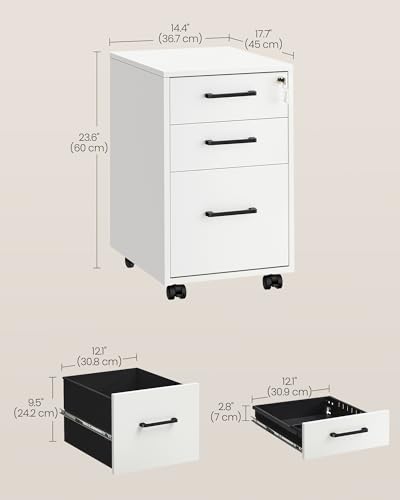 Image of SONGMICS File Cabinet with Lock, 17.7 x 14.4 x 23.6 Inches