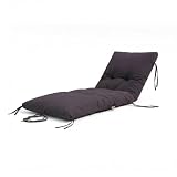 deco arts Colchoneta Tumbona Exterior 185x60x12 cm - Cojín Acolchado Grueso para Hamaca de Jardín, Terraza y Piscina - Poliéster Impermeable - Gris Carbón