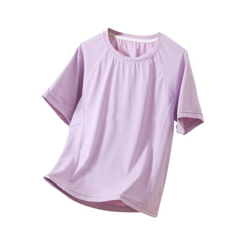 Girls Ice Silk Athletic T-Shirt Kids Raglan Short Sleeve Casual Summer Tops Quick Dry Loose Crewneck Tees for 3-16 Years