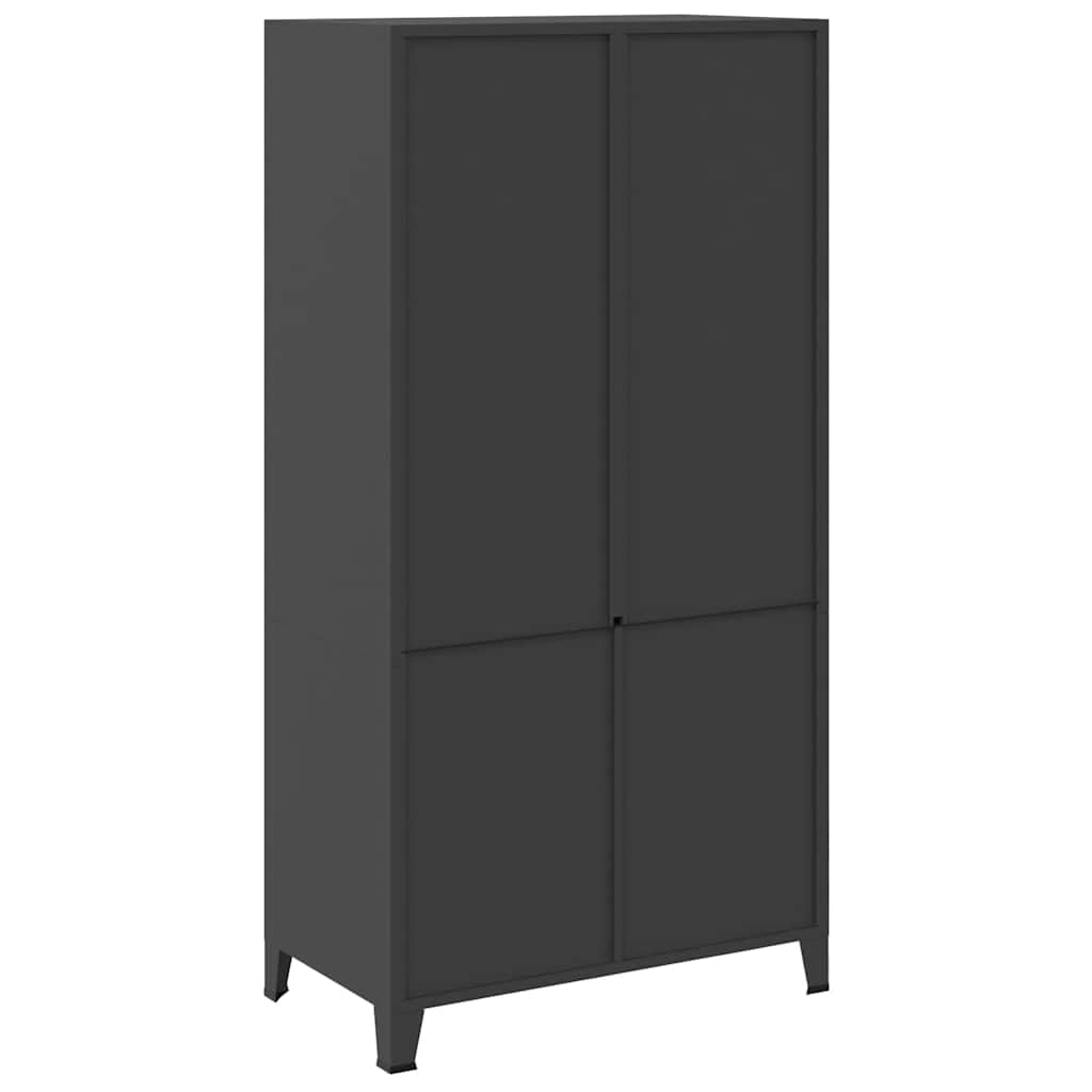 vidaXL Industrial Kleiderschrank Garderobenschrank Schlafzimmerschrank Metallschrank Lagerschrank Mehrzweckschrank Schrank Schwarz 90x50x180cm Metall