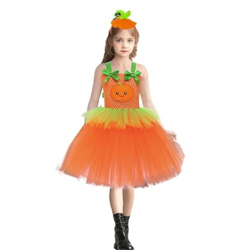Genérico Falda Tutú de Calabaza para Niñas de Halloween Cosplay Disfraz de Calabaza Falda de Tutú de Malla para Niñas Falda Baile de Carnaval