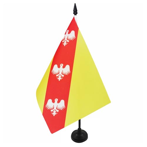 AZ FLAG - Drapeau De Table Lorraine 21x14 cm - Petit Drapeau Lorrain De Bureau 100% Polyester Avec Hampe De 25cm Et Socle En Plastique Noir