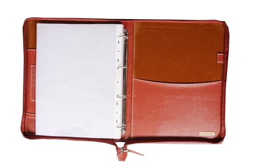 Image of Sukeshcraft PU Multiuse 25 File Sleeve for Documents, Certificates, FDRs | A4 Size Portfolio Document Holder for Office, Home, School & Sports Use (RedTan)