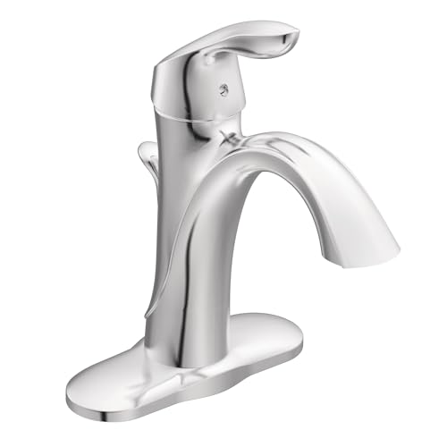 Moen Eva Chrome One-Handle Single Hole Bathroom Sink Faucet with Optional Deckplate and Available Vessel Sink Extension Kit, 6400 - image 1