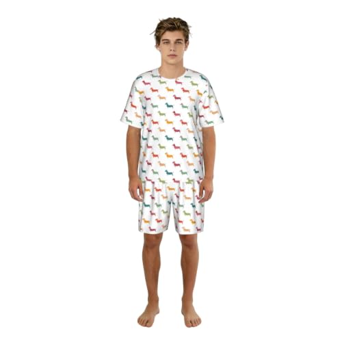 Pyjama court homme teckel contre la chaleur nocturne ensemble léger et doux